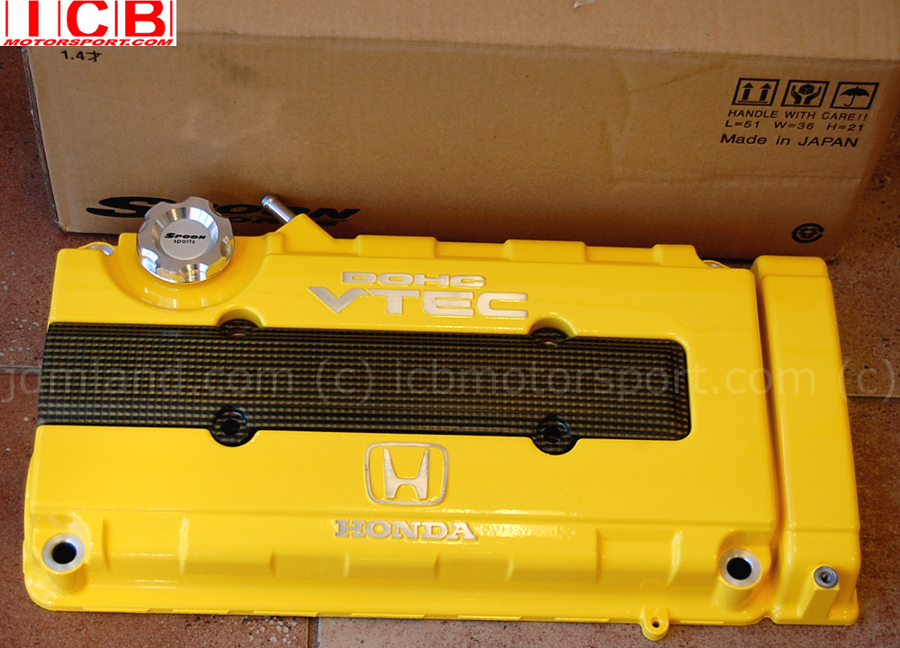 Spoon Sports BSeries DOHC VTEC Yellow Valve Cover Version 2