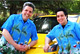 Joe and Tony RedDeer wearing Floating Martini print