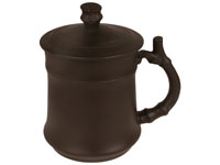 Dark Brown Conceptual Bamboo Lidded Yixing Tea Cup