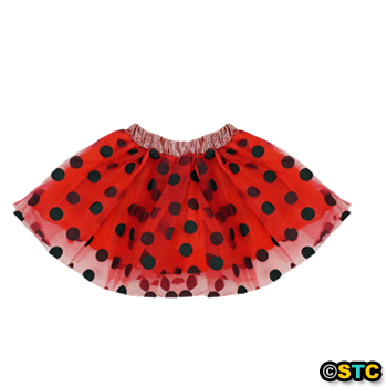 Red Black Polka Dot Tulle Tutu Lined Skirt - Girl Ladybug Costume
