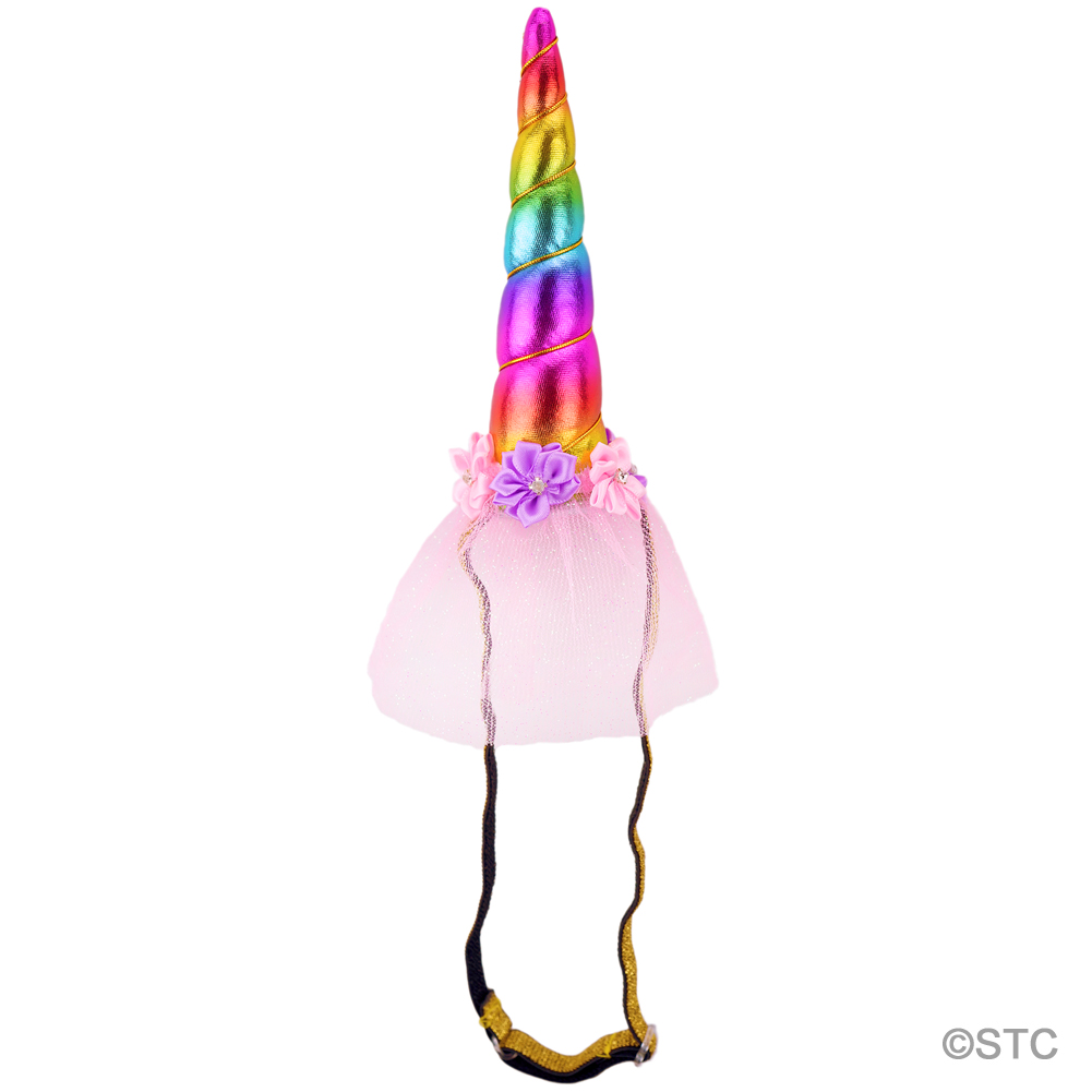 3 Ct Imagine-Fly Rainbow Unicorn Horn Headband (Pink Tulle)